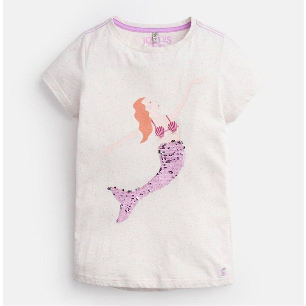 Joules Astra pink purple sequin mermaid top size 7/8 year old. Flip sequin tail